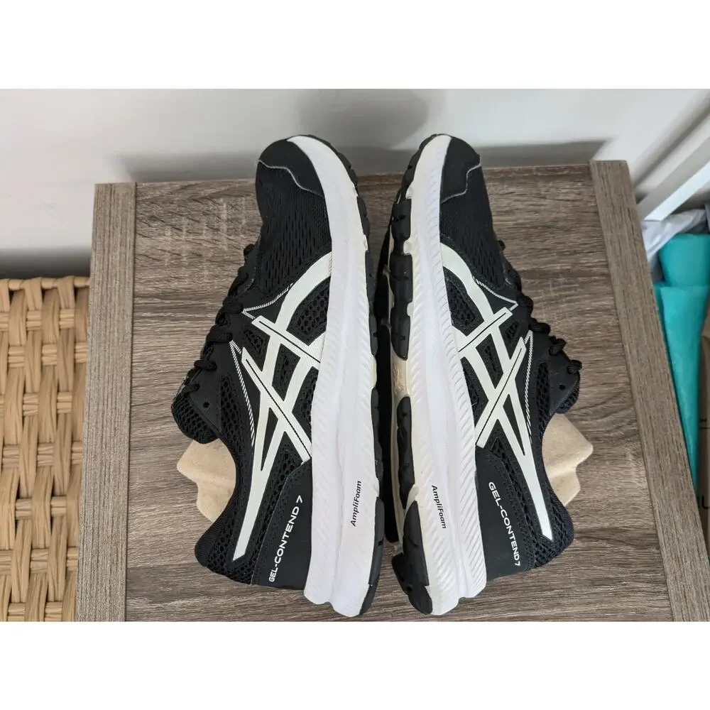 Asics Gel-Contend 7 Running Shoes Mens 8 Black White Gym Workout Performance